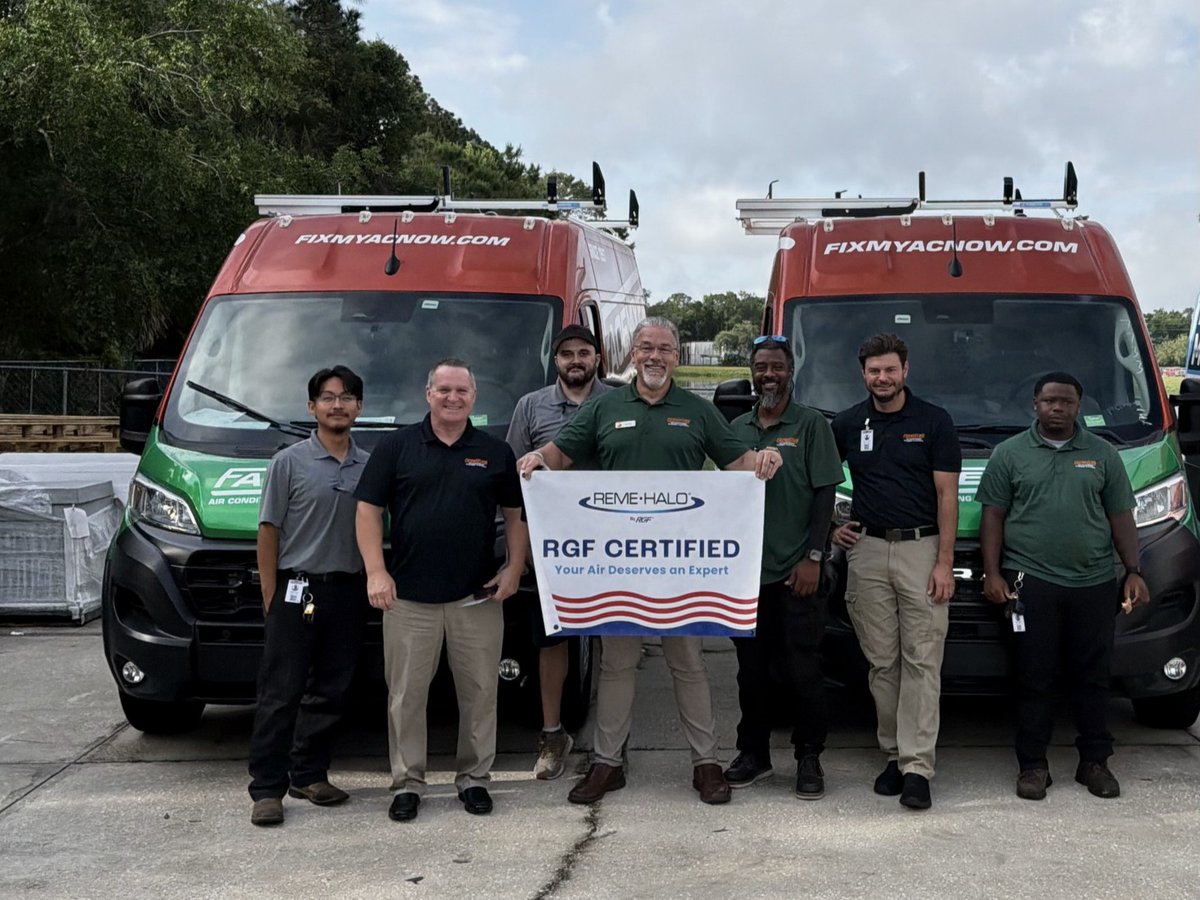 rgfenvgroup's tweet photo. Meet the trained RGF Air Quality Specialists at Facemyer Air Conditioning & Heating, bringing whole home IAQ protection to their valued customers! #CleanAirIsLife #REMEHALO #LUCIDIUM #REMEHALOZERO #HALOLED #aGHPCell #PHICELL #IM4IAQ #MadeInAmerica #AmericanManufacturer #hvaclife https://t.co/4xjfyT2Qa5