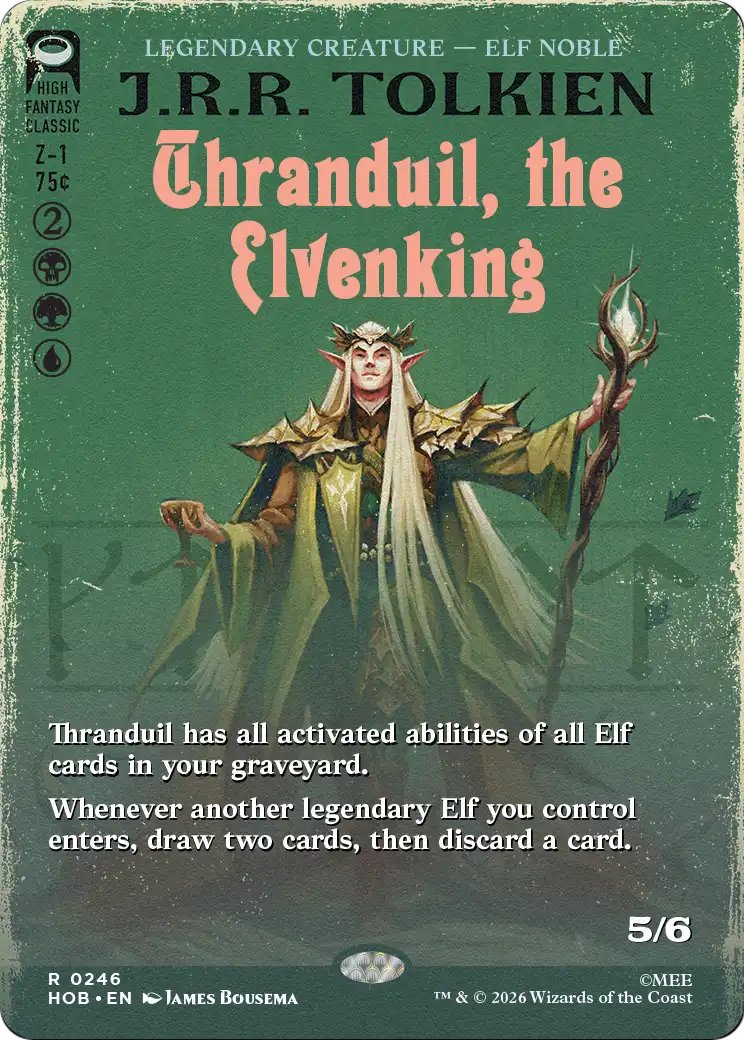 TCGplayer's tweet photo. Thranduil's going to pop off in any Elf deck where you can stack your graveyard. If he's your commander, what're you most excited to put in the 99? 🧝

#MTGxTheHobbit #mtg #mtgcommander #edh https://t.co/MYqiwFQV5n