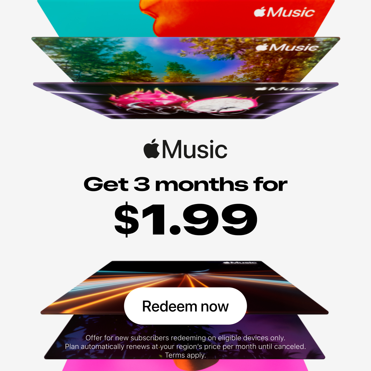 AppleMusic's tweet photo. All your music. Zero ads. Get 3 months for $1.99. Terms apply.