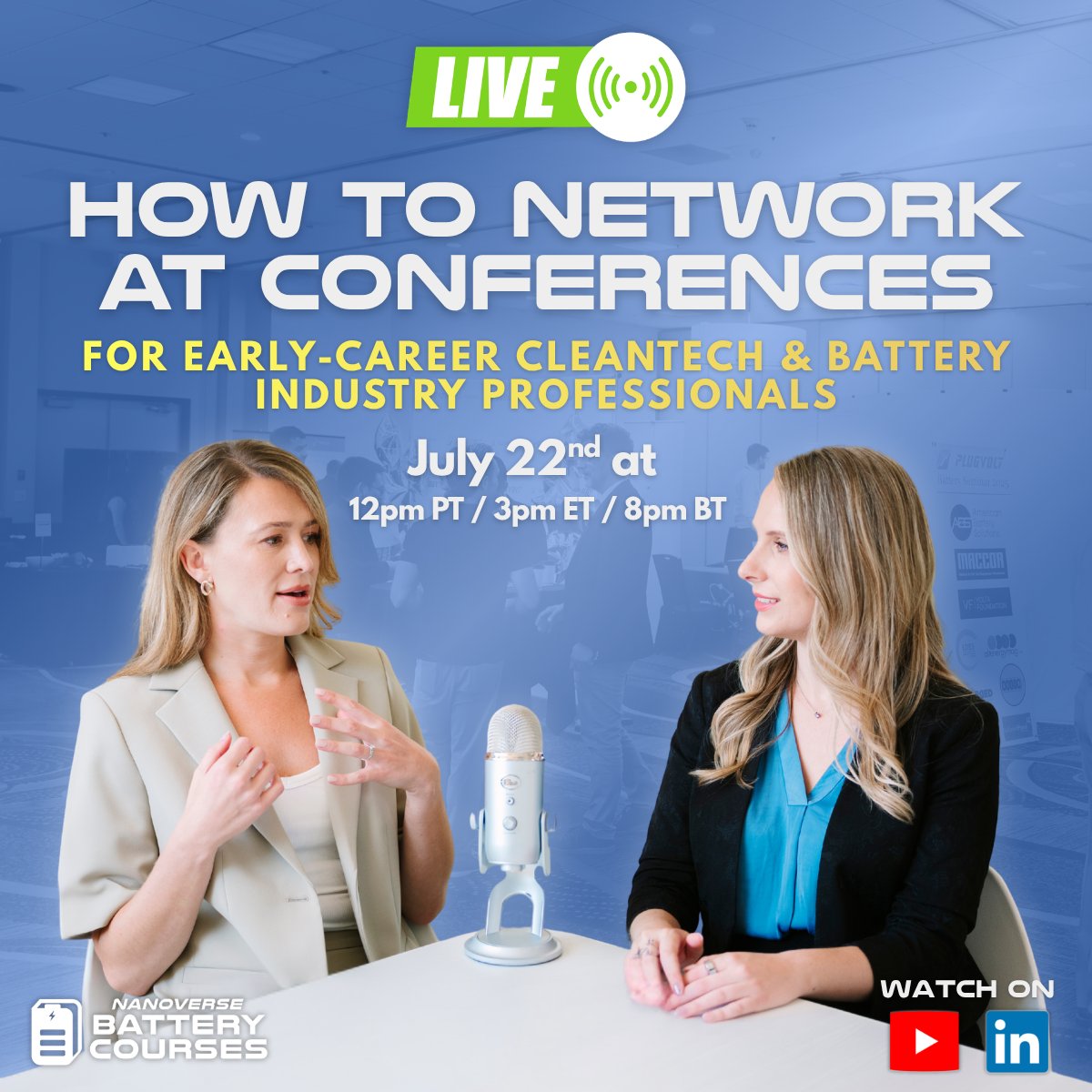 jillpestana's tweet photo. No one teaches you how to "do" conferences. Most of us learn through trial and error.

Lauren Allanson and I are hosting a free webinar to share practical networking strategies for early-career battery &amp; cleantech professionals.

🔗 https://t.co/Swt5L75jlk https://t.co/oFPx3cz9Pe