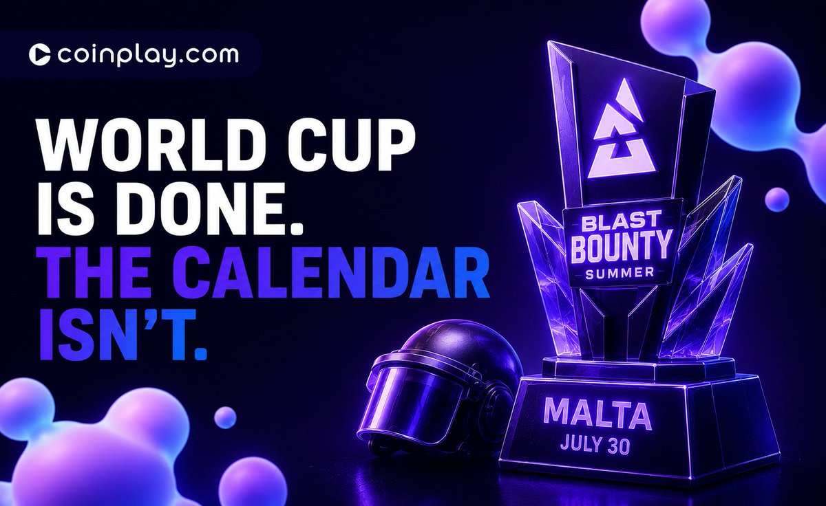 thecoinplay's tweet photo. ๐ฎ World Cup's done. The calendar isn't.
BLAST Bounty Summer โ Malta, July 30. Falcons defending. Spirit, Vitality, G2 coming back hungry.
Been active through 39 days of football? Check your balance ๐
#CS2 #BLASTBounty #Coinplay
๐ CS2 markets + Cashback tab โ link in bio https://t.co/IeOoOV6OPT