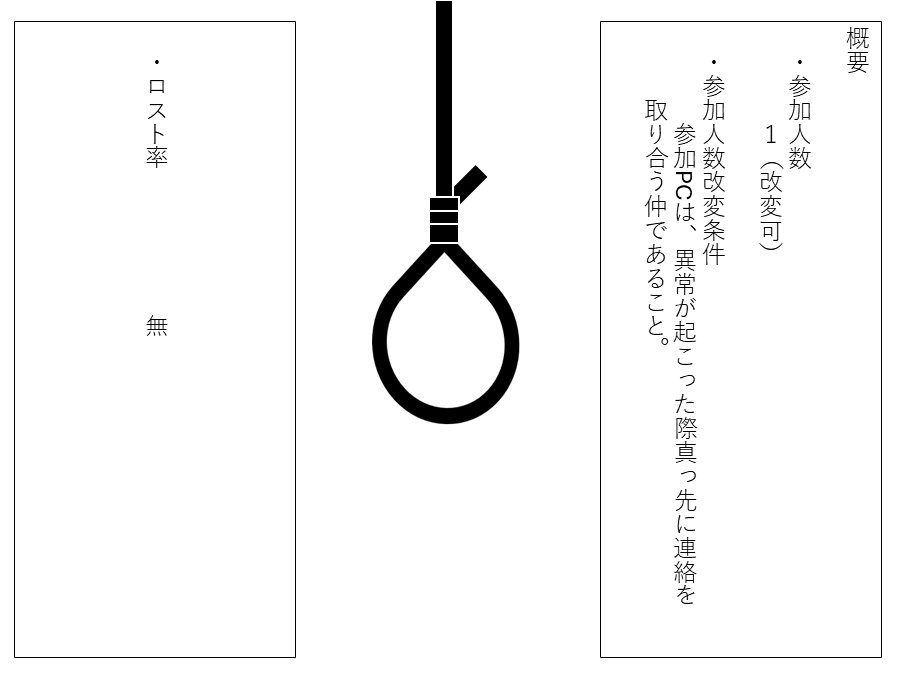 8tyuunibyo8's tweet photo. クトゥルフ神話TRPG
『１ペニーの絞縄』
性癖：陰謀論
形式：ソロ（改変可）シティ
ロスト率：無

　４ペニーあれば棺桶で眠れた。
　２ペニーでもロープに体を預けて眠ることは出来た。
　１ペニーしかない者は、どうやって眠る？
#ポットラックパーティー企画2026_新規

https://t.co/qS6eVdHpCc https://t.co/EqY8Gu0bHC
