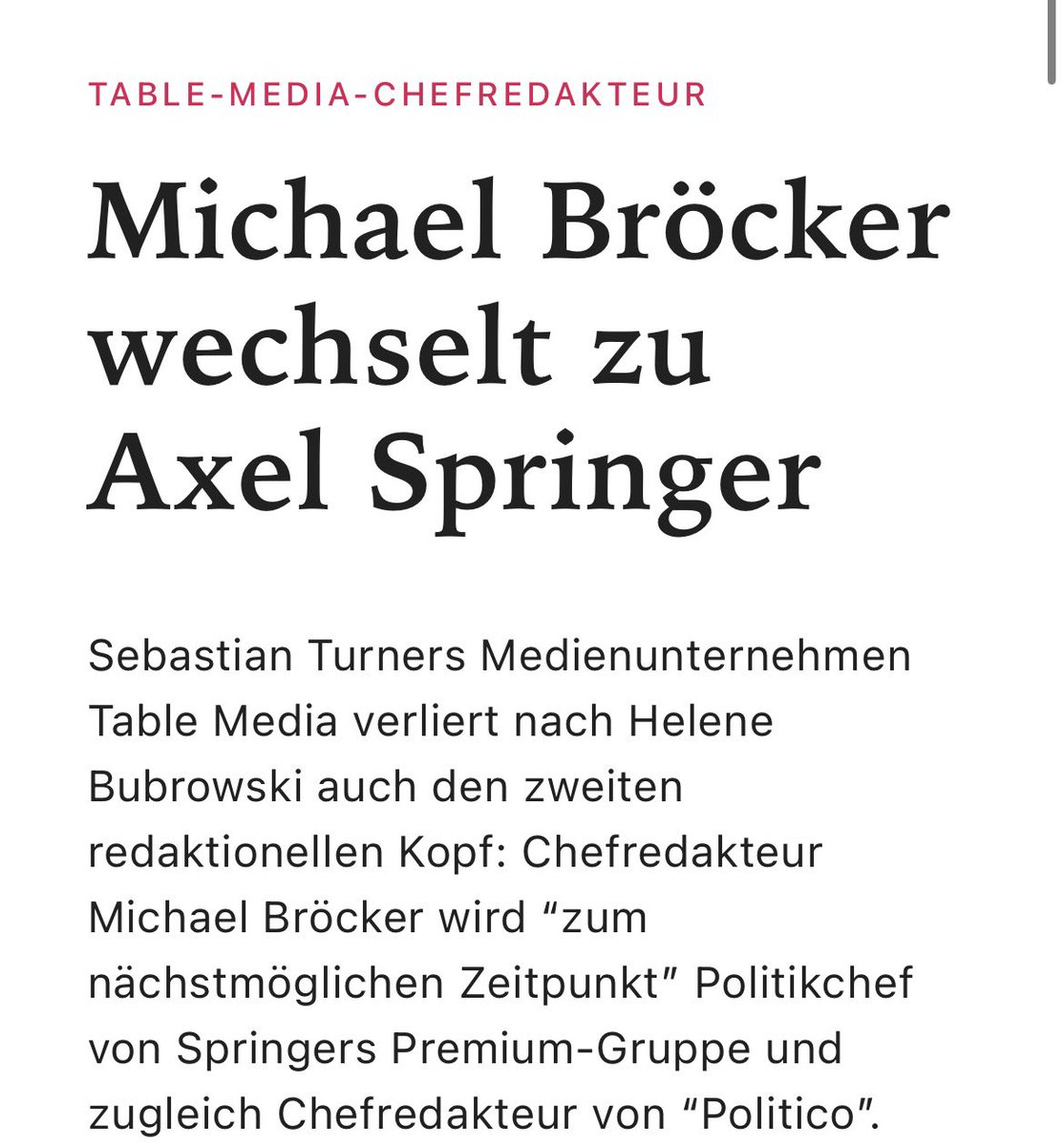 Der_Waeller's tweet photo. Kommt für mich jetzt nicht ganz überraschend: Michael Bröcker wechselt zu Axel Springer. https://t.co/uKaRoZ69IY