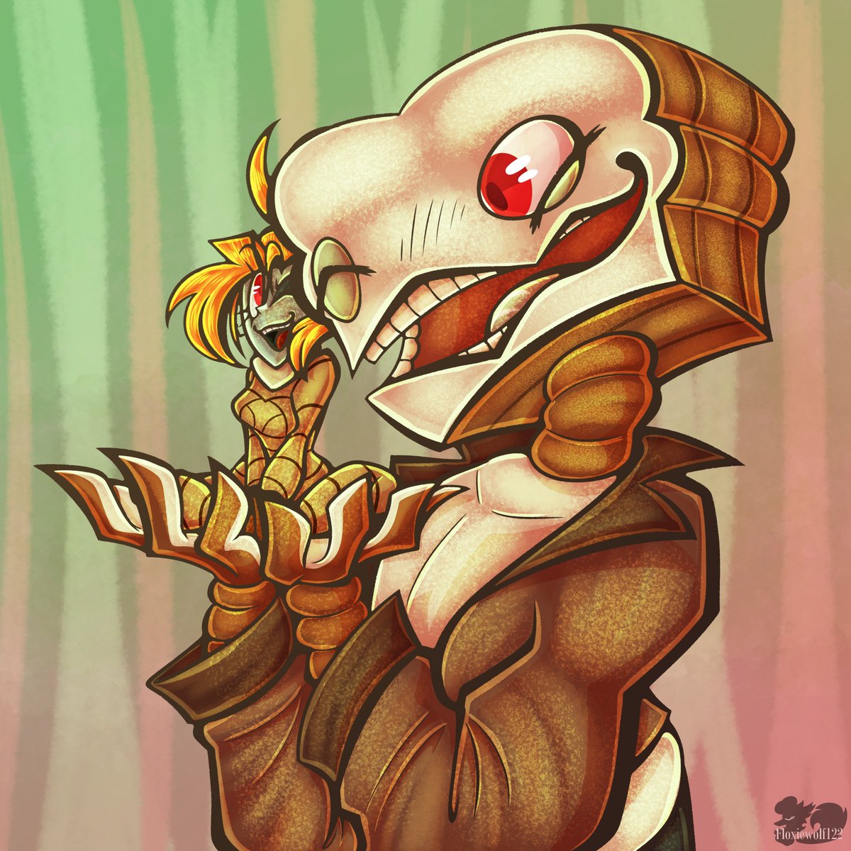 FluffyWolf122's tweet photo. I haven't drawn these two in a long while 

I saw an old sketch of them in my WIPs and decided to finish it 

#gaslightdistrict #glitchproductions https://t.co/lAevoafMkg
