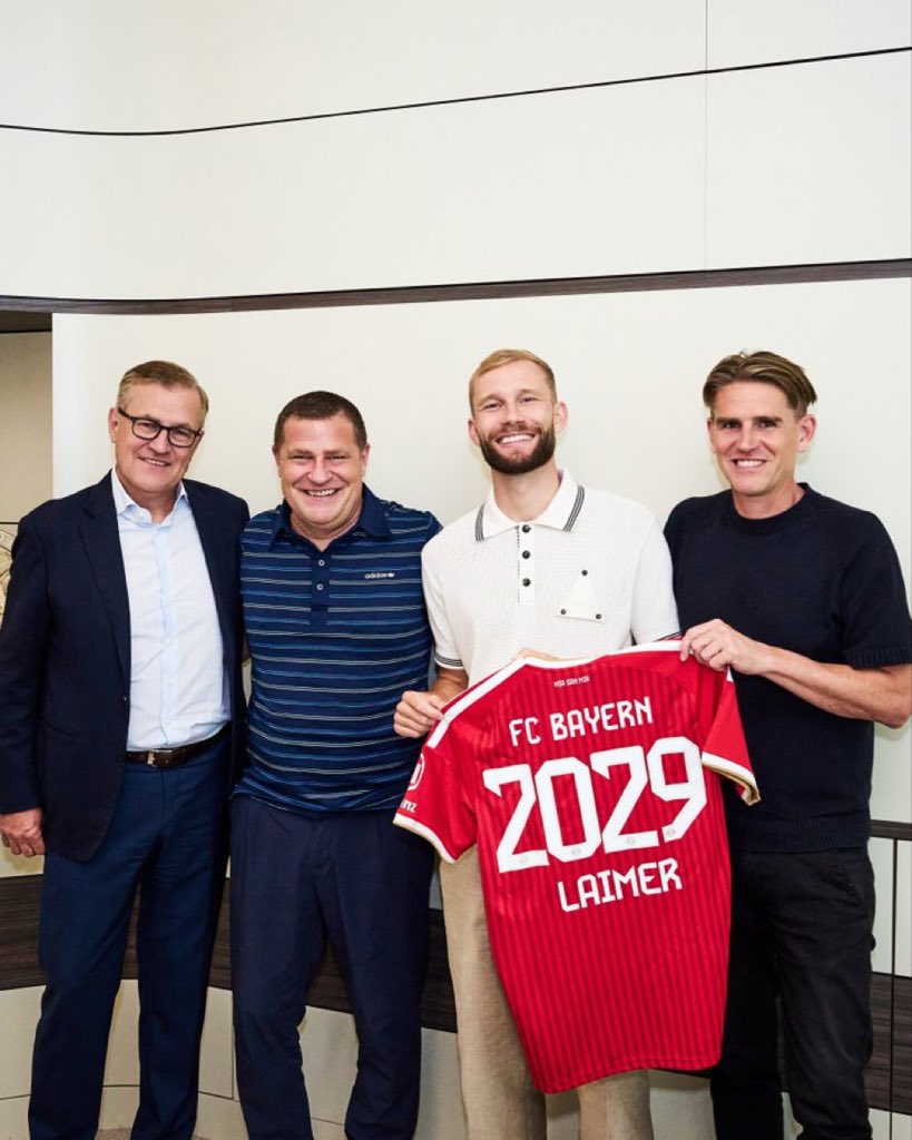 andresweiss_'s tweet photo. OFICIAL:

El Bayern ha anunciado la renovación de Konrad Laimer hasta 2029.

El lateral derecho / lateral izquierdo / interior / lo que le pidas… ha firmado hoy su contrato, que no subirá hasta los 15M que pedía hace unos meses, y será bastante menos. https://t.co/desigwsbNZ