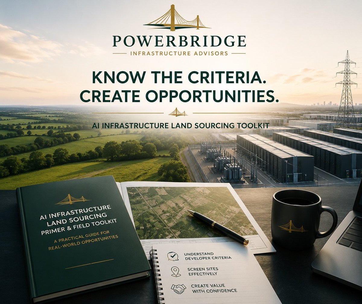 PowerBridgeIA's tweet photo. Want to get into AI infrastructure?

You don’t need an engineering degree.

You need to understand how developers evaluate land.

The AI Infrastructure Land Sourcing Toolkit was built to help CRE brokers, land professionals, and property owner representatives have more informed conversations about:

⚡ AI Data Centers
🔋 Battery Energy Storage (BESS)
📍 Site Selection
🌎 Infrastructure Land

Learn the criteria. Create better opportunities.

Explore the PowerBridge Resource Library:
https://t.co/wBKXHBgk6H

#AIInfrastructure #DataCenters #BESS #CommercialRealEstate #CRE #SiteSelection #EnergyInfrastructure @nvidia