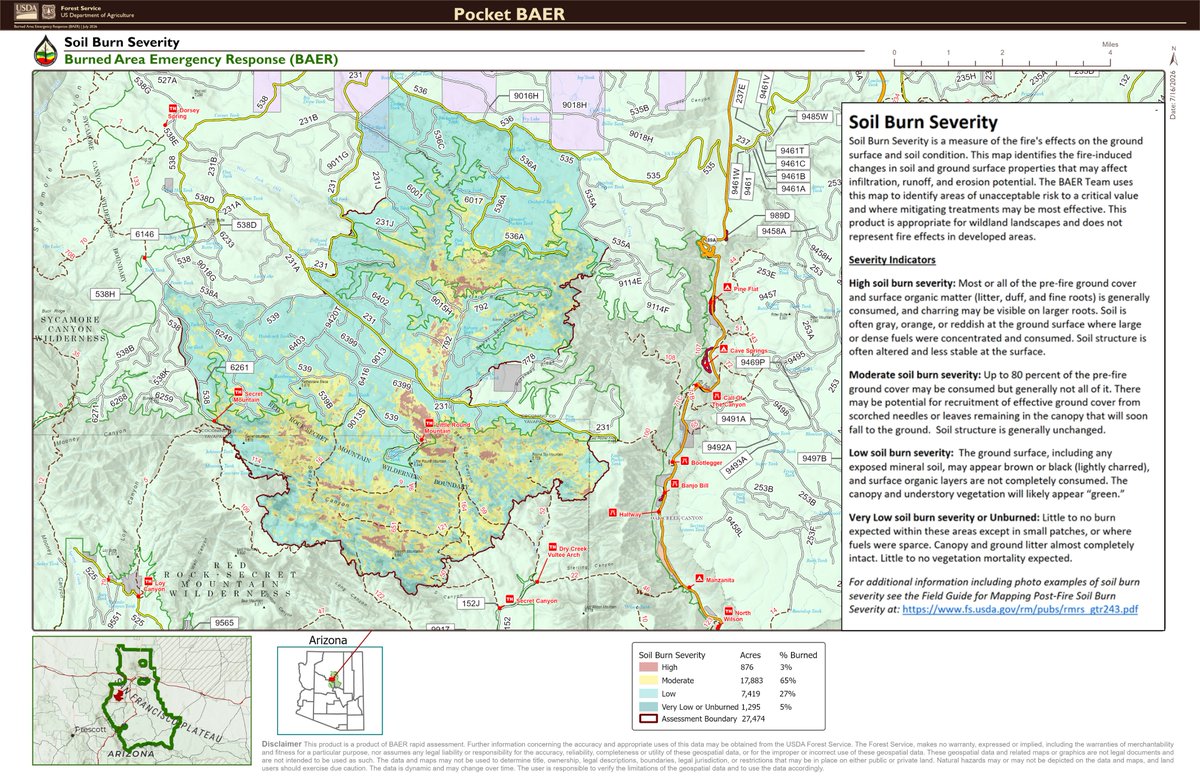 CoconinoNF's tweet photo. The Burned Area Emergency Response (BAER) team has completed a soil burn severity map for the Pocket Fire.

More information: https://t.co/SeZXZu6NvP

Full-size map: https://t.co/mhQRvD0wkZ https://t.co/OA0Bojzo24