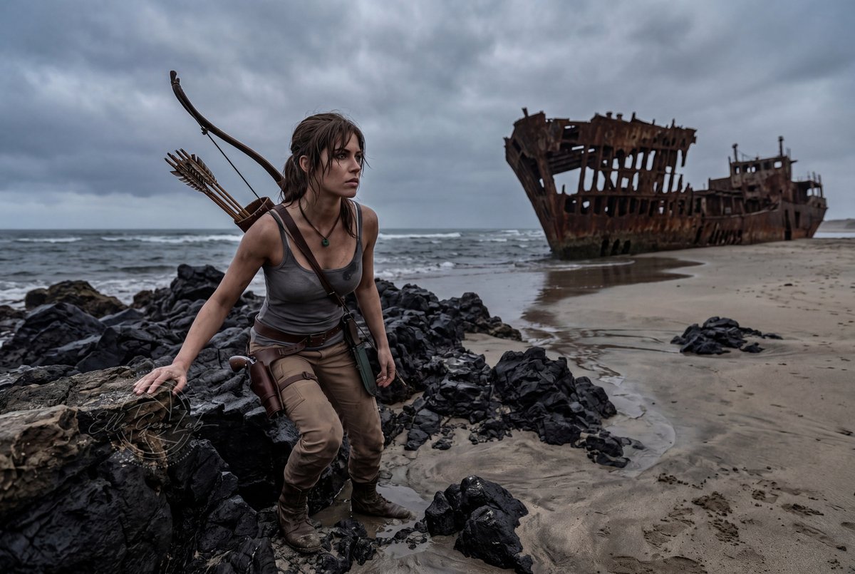 ElleGenLab's tweet photo. Pushed for a raw, survivalist feel with Lara on this coast. #LaraCroft #TombRaider #virtualart https://t.co/iuUXrYnjix