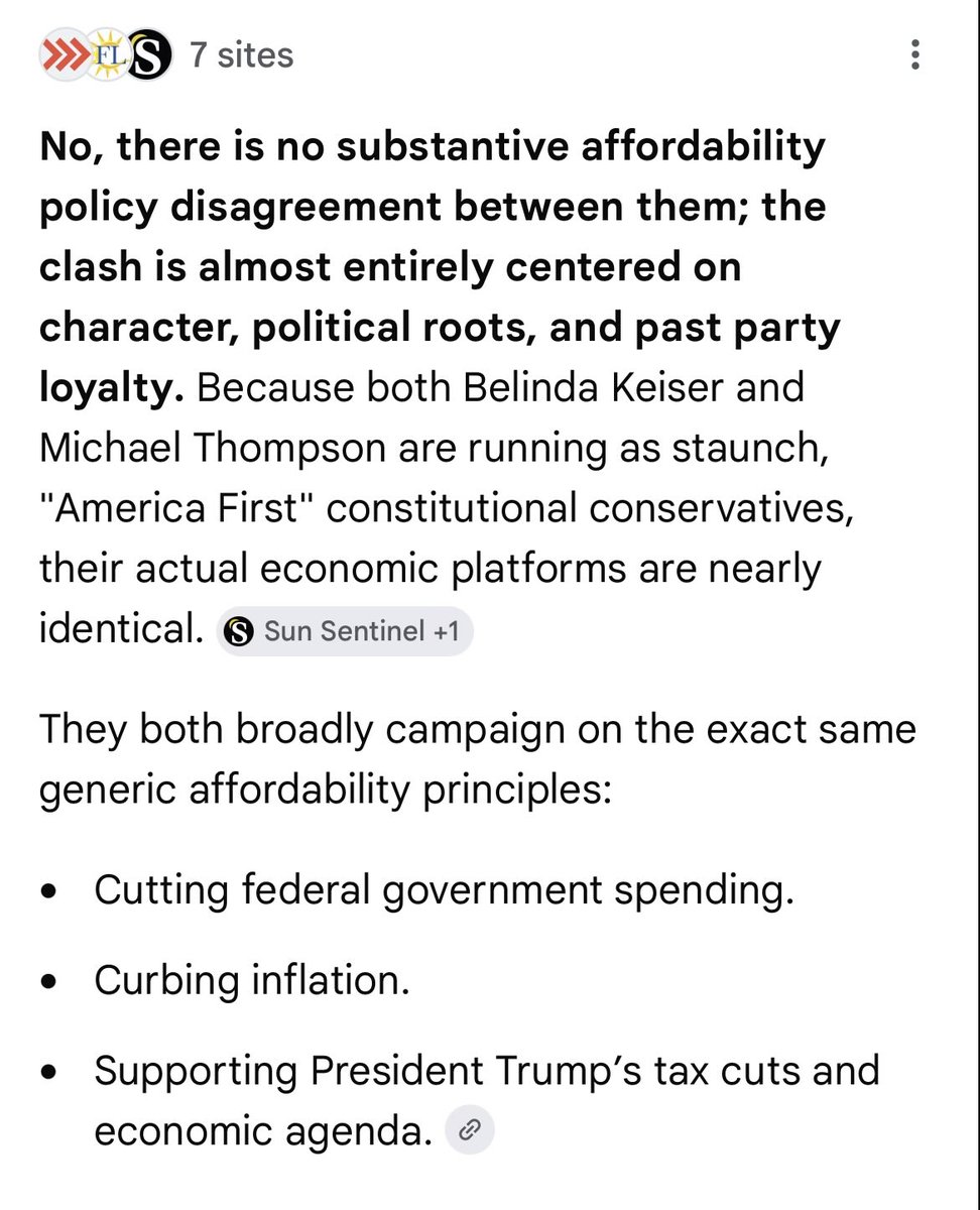 amerigus's tweet photo. @Michael4FL @GuntherEagleman @EMB_MAGA_2024 Michael, Google says there is zero economic policy differences between you and her, so I came right to the source to ask. Are you better than her on AFFORDABILITY and exactly how do your policy proposals differ? Give the voter some substance instead of negative character attacks: https://t.co/zJZ7uvTg09