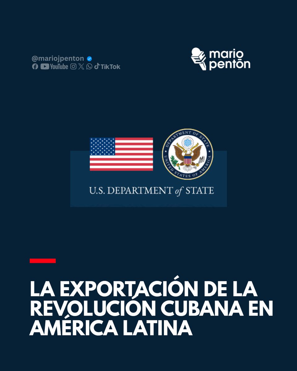 MarioJPenton's tweet photo. 🔵La Exportación de la Revolución Cubana en América Latina

El informe publicado por EE.UU este lunes detalla la estrategia de La Habana para expandir la insurrección armada por todo el hemisferio occidental. Desde 1959, el régimen financió, entrenó y coordinó a casi todos los movimientos guerrilleros notables de la región, utilizando redes como la Organización de Solidaridad de los Pueblos de África, Asia y América Latina (OSPAAAL) para centralizar sus esfuerzos.

El documento destaca hitos como el apoyo masivo a los Tupamaros en Uruguay, los Montoneros en Argentina, el ELN y el M-19 en Colombia, y de manera crucial, el triunfo de la Revolución Sandinista en Nicaragua en 1979. Nicaragua se transformó posteriormente en una base de operaciones avanzada para propagar el modelo hacia El Salvador, Guatemala y Honduras.

Ya en la era posguerra fría, esta estrategia evolucionó con la llegada al poder de Hugo Chávez en Venezuela en 1999. En lugar de guerrillas rurales, Cuba ayudó a construir un aparato de seguridad e inteligencia interna a cambio de petróleo, consolidando un eje regional en Caracas que permitió al régimen cubano mantener su influencia y financiamiento a pesar del colapso soviético.

US DEPT. of STATE