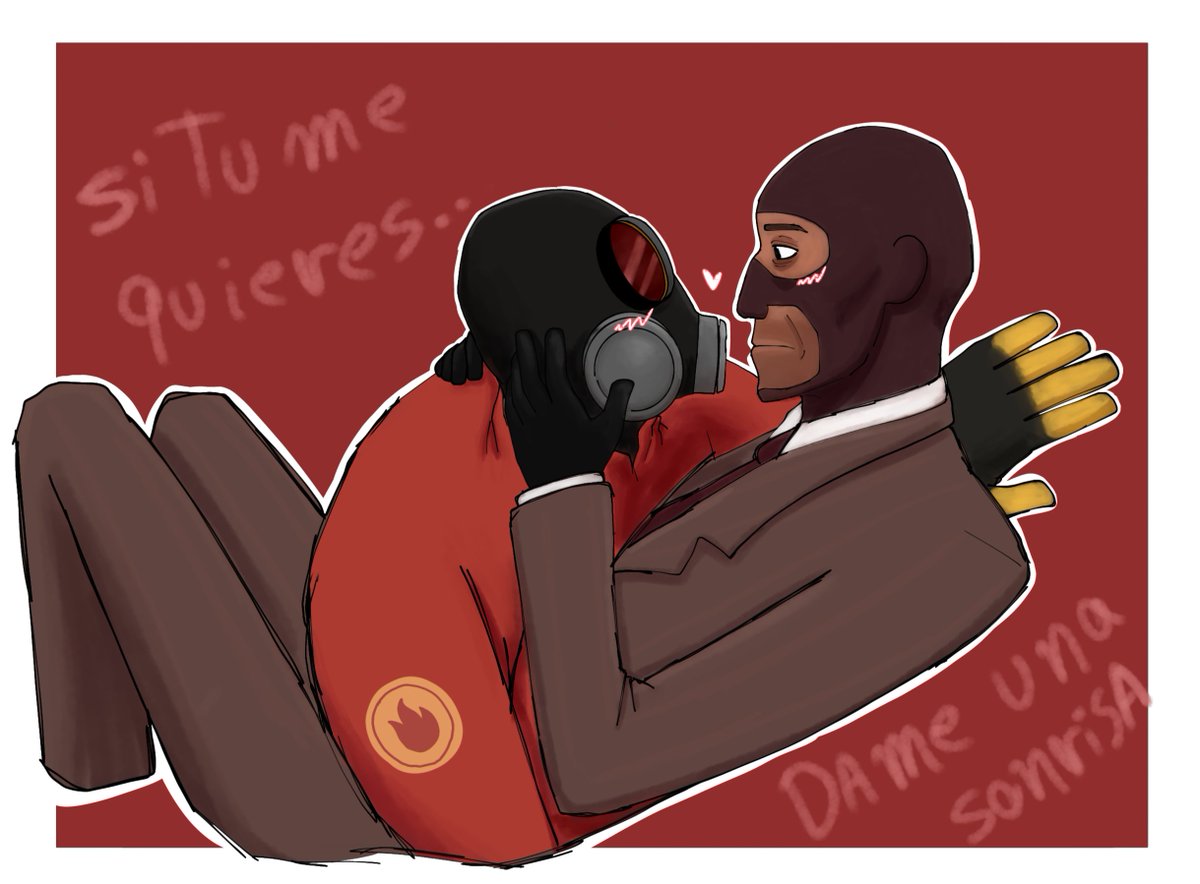 sillynico12's tweet photo. "If you love me, give me a smile" That is the translation 🦀🦄 #spypyro #pyrospy #frenchtoast #tf2 #pyrotf2 #spytf2 https://t.co/4tihFhnF7E