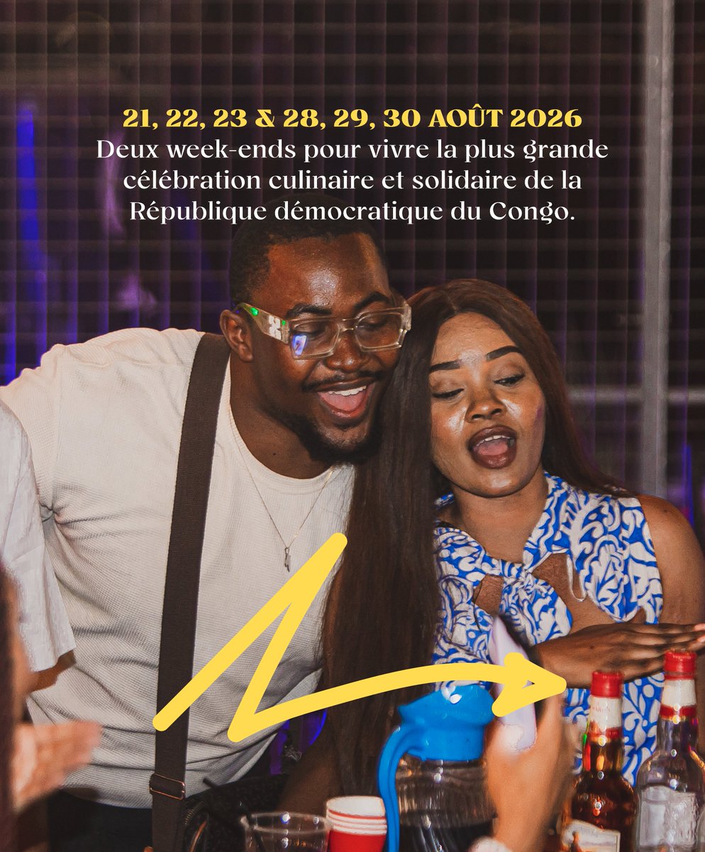 congofoodweek's tweet photo. Rendez-vous les 21, 22, 23 & 28, 29, 30 août 2026 à Kinshasa pour la 6ᵉ édition du premier et plus grand festival culinaire et solidaire du Congo. 🇨🇩
#congofoodweek https://t.co/BGgMn6VLta