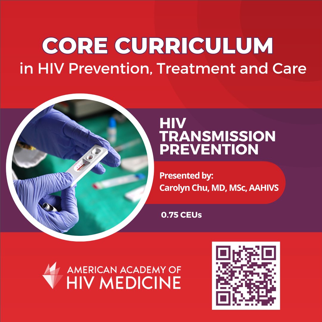 aahivmcomm's tweet photo. Strengthen your knowledge of #HIV prevention strategies with the Academy's Core Curriculum module on #HIV prevention. Review behavioral, biomedical, and structural interventions, including #PrEP, PEP, harm reduction, and emerging prevention approaches. 🩺https://t.co/7uQXLQafyP https://t.co/DQQ2Strne8