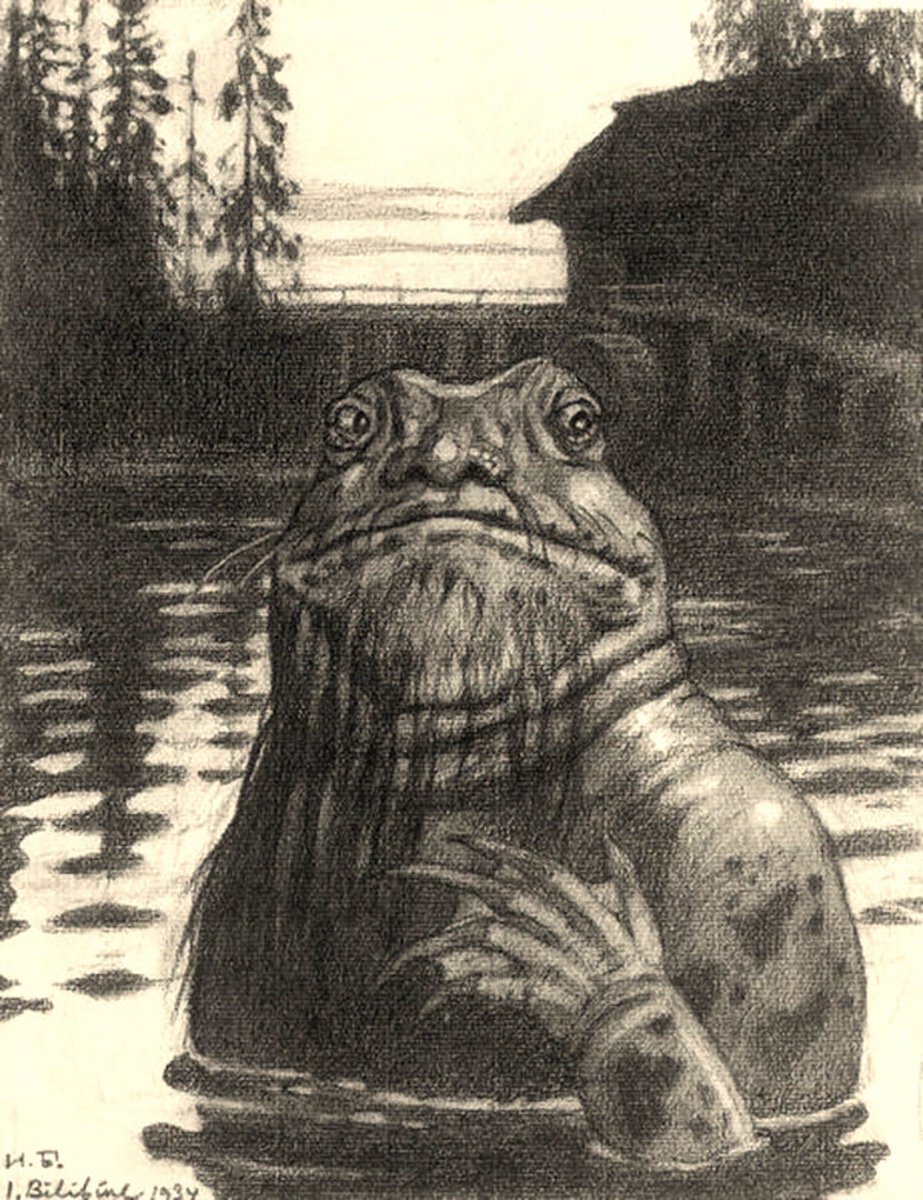 dreamerbook's tweet photo. A creature of the rivers and swamps of Slavic mythology, he lurks beneath the water, waiting to drag people and animals down to his underwater palace.

“Vodyanoy,” Ivan Bilibin, 1934. https://t.co/JYIHosGVlj