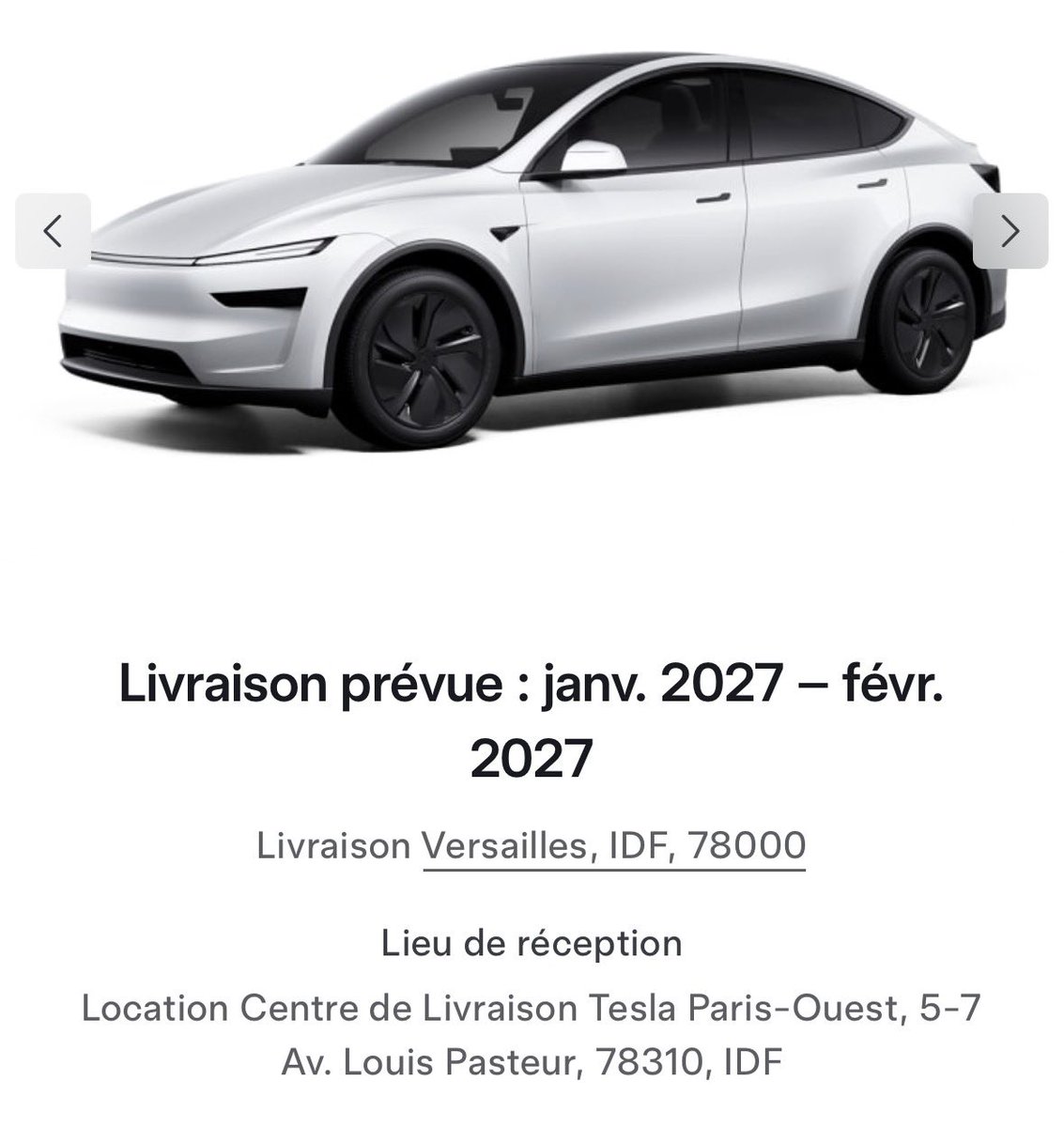 Yoann_en_VE's tweet photo. Tesla Model Y : délais qui interpellent !

✅ Standard Propulsion : oct-nov 2026
✅ Grande Autonomie AWD : oct-nov 2026
⚡ Performance : sept 2026
🚨 Propulsion Premium : jan-fév 2027 (+6 mois d’attente !)

La version Premium se distingue déjà en juillet. 

Autres versions Model Y : délais normaux (Standard/Grande Autonomie oct-nov, Performance sept).

Model 3 : sept-oct 2026 (Performance nov).

💡 Tesla peut réallouer si la Propulsion Premium reste demandée → délais potentiellement plus courts.

💡 La Model Y Performance pourrait être une bonne affaire fin d’été : livraisons dès septembre, possibles offres stock ou commerciales.

Pensez-vous que la Propulsion Premium devient la version la plus recherchée de la Model Y ? 👇

#Tesla #ModelY #YoannEnVE