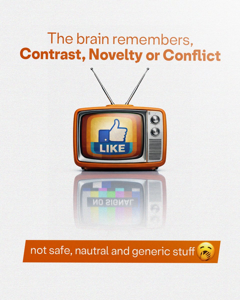 lazohdesign's tweet photo. The brain remembers contrast, novelty, or conflict. 🧠
👉🏻 Not safe, neutral, generic design.
Add one intentional tension: unexpected scale, sharp asymmetry, or a strong opinion. ✅
If everyone likes it, no one remembers it. That’s your hook. 🤯 https://t.co/opuqgweGiw