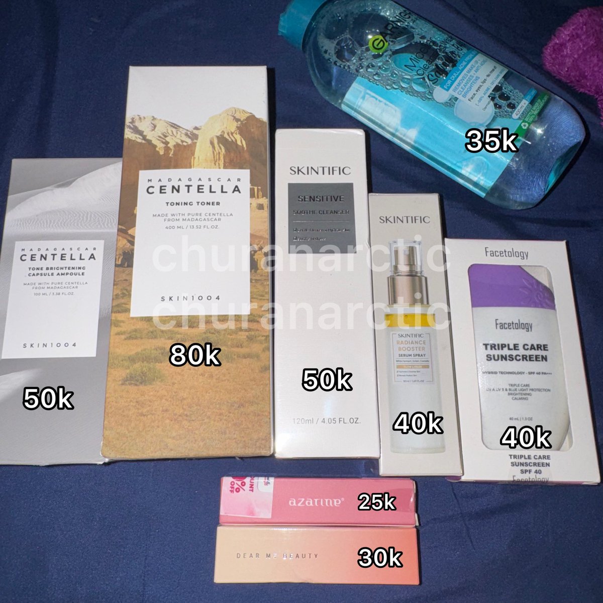 churanarctic's tweet photo. wts - want to sell - jual

SKINCARE ORI 100% NEW SEALED

SKIN1004 ↴
• ampoule tone brightening 100ml
• centella toning toner 400ml

• skintific sensitive soothe cleanser 120ml
• skintific serum spray 50ml
• facetology sunscreen 
• liptint azarine x red velvet, shade 09. https://t.co/qN74bkxqlg