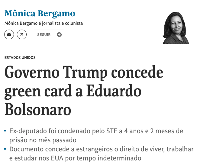 VeritasLiberat8's tweet photo. Mais que merecido, @BolsonaroSP recebe green card dos Estados Unidos.

Isso só comprova que realmente existe uma perseguição política no Brasil através de ditadura de toga.

Siga: @VeritasLiberat8 @MarceloRabllo1 https://t.co/rVnsIIeUum