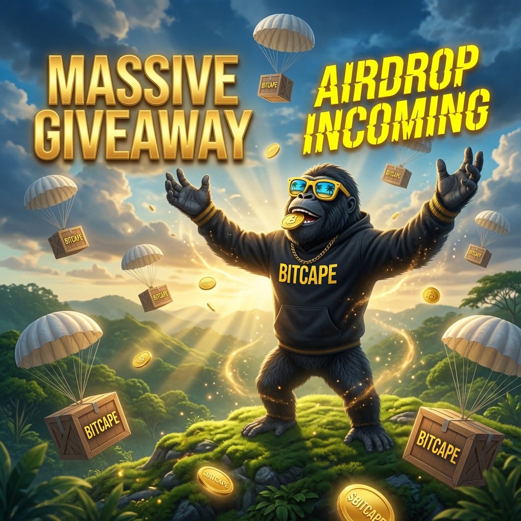 BITCape's tweet photo. 🎉 BITCape Airdrop Giveaway! 🦍🌴

We’re giving away 200,000 $BITCAPE to 20 lucky winners! 🚀

How to qualify:
✅ Follow @BITCape and @Smard_Intel
✅ Join our Telegram community
✅ Tag 2 friends in the comments
✅ Drop your SOL wallet address
✅ Attach a screenshot as proof that you’ve followed and joined the Telegram in the COMMENT whit the ADDRESS

🎁 Prize: 200,000 $BITCAPE for 20 winners

⏰ Winners will be announced and rewards distributed 24 hours after the giveaway ends.

Good luck, apes! Let the jungle grow! 🦍🌴