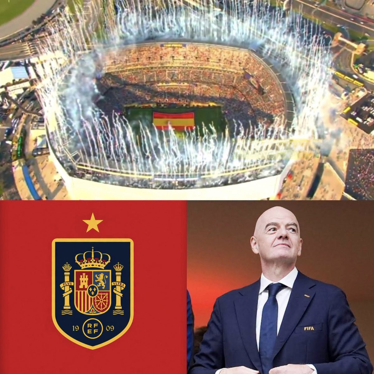 MotivacionesF's tweet photo. La Federación Española expresó su malestar después de que el MetLife Stadium se iluminara de celeste y blanco justo en el momento en que España levantó la Copa del Mundo. 🇪🇸🏆

Ante la polémica, la FIFA aclaró que esos colores formaban parte del protocolo oficial de clausura del torneo y respondían a la identidad visual de la competición, descartando que se tratara de un homenaje o referencia a alguna selección en particular 🤔