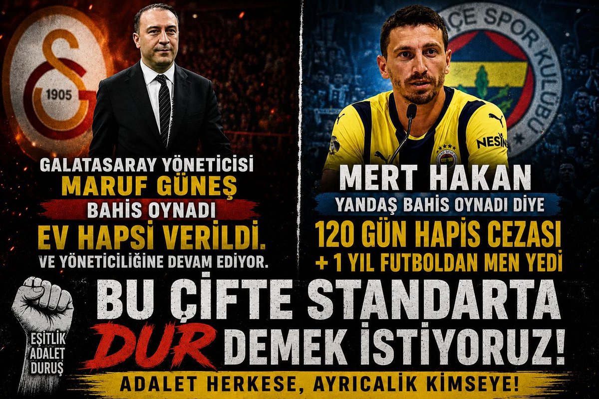 gururlufenerli's tweet photo. Bahis oynayanlara karşı ceza neye göre veriliyor?
Futbolcu olarak oynanmanın cezası tipe göre mi yoksa oynadığı klübe göre mi veriliyor?
- başkan vekili olarak oynamanın cezası sadece ev hapsi ise diğer yöneticilerede bu zemin oluşturmuş olmuyor mu? https://t.co/CTnlVyZUM7