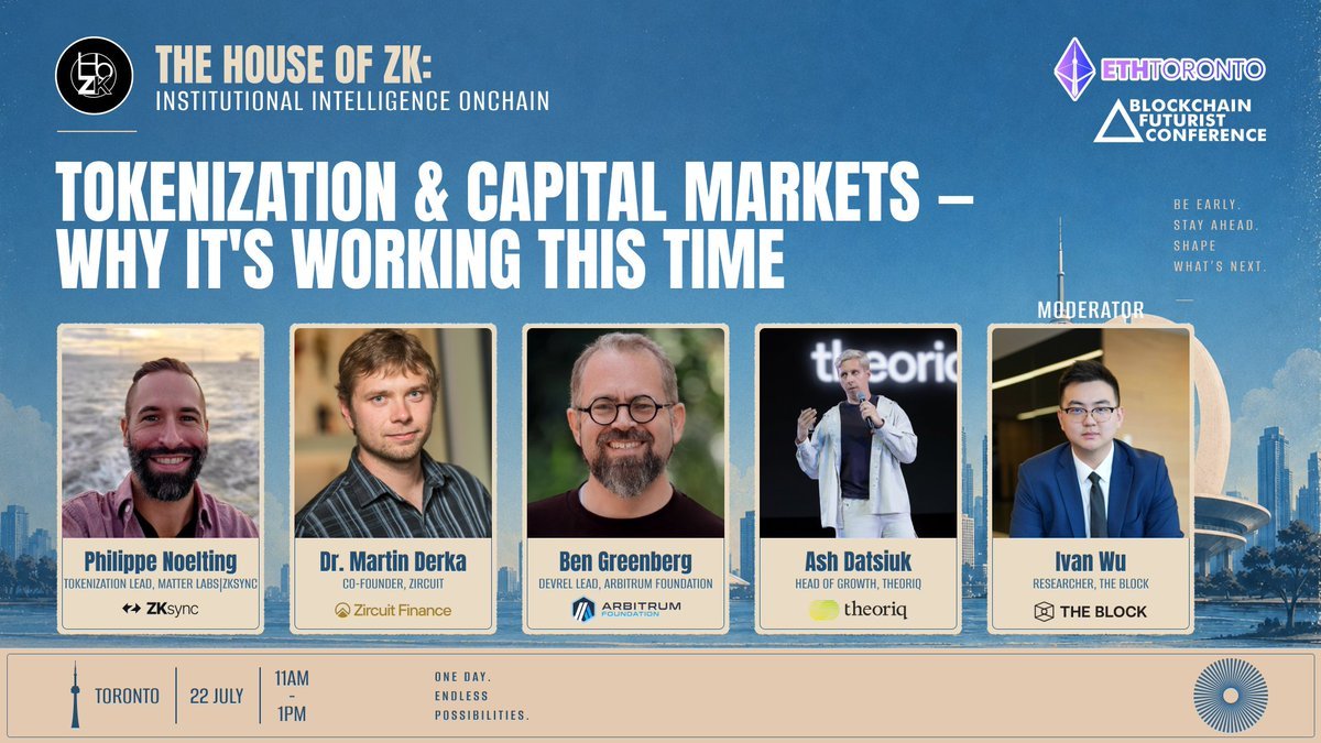 Zircuit's tweet photo. Day 2: Tokenization &amp; Capital Markets - Why It's Working This Time @HouseofZK

Our own @dr_zircuit joins @BiggieonZK, @hummusonrails, and @incyd__, moderated by @perry8888_. https://t.co/fnF8pSWByU