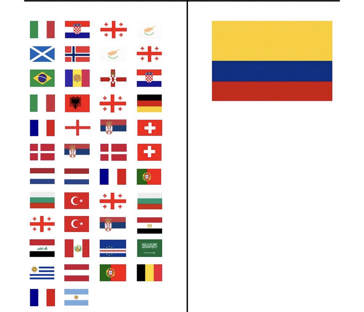 OutofcontextFPC's tweet photo. -Paises que han perdido o empatado contra España en los últimos 4 años.

-Paises que le han ganado a Colombia en los ultimos 4 años https://t.co/M0vWQqPK8v