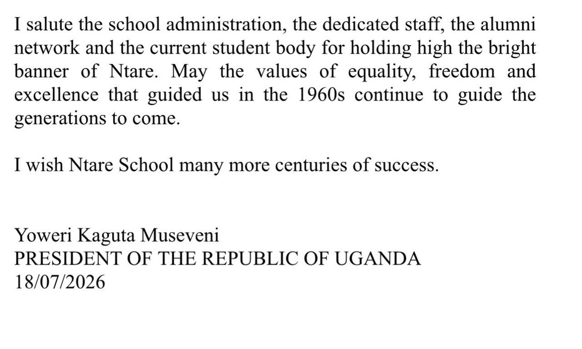 brave_omwitira's tweet photo. Our esteemed Patrons and Chief Guests. H.E. @KagutaMuseveni and H.E. @PaulKagame have shared special messages as we celebrate 70 years of Ntare School. 

We look forward to welcoming the lions back home on 25th July 2026 as we celebrate seven decades of such great legacy. 
#ntareschool@70