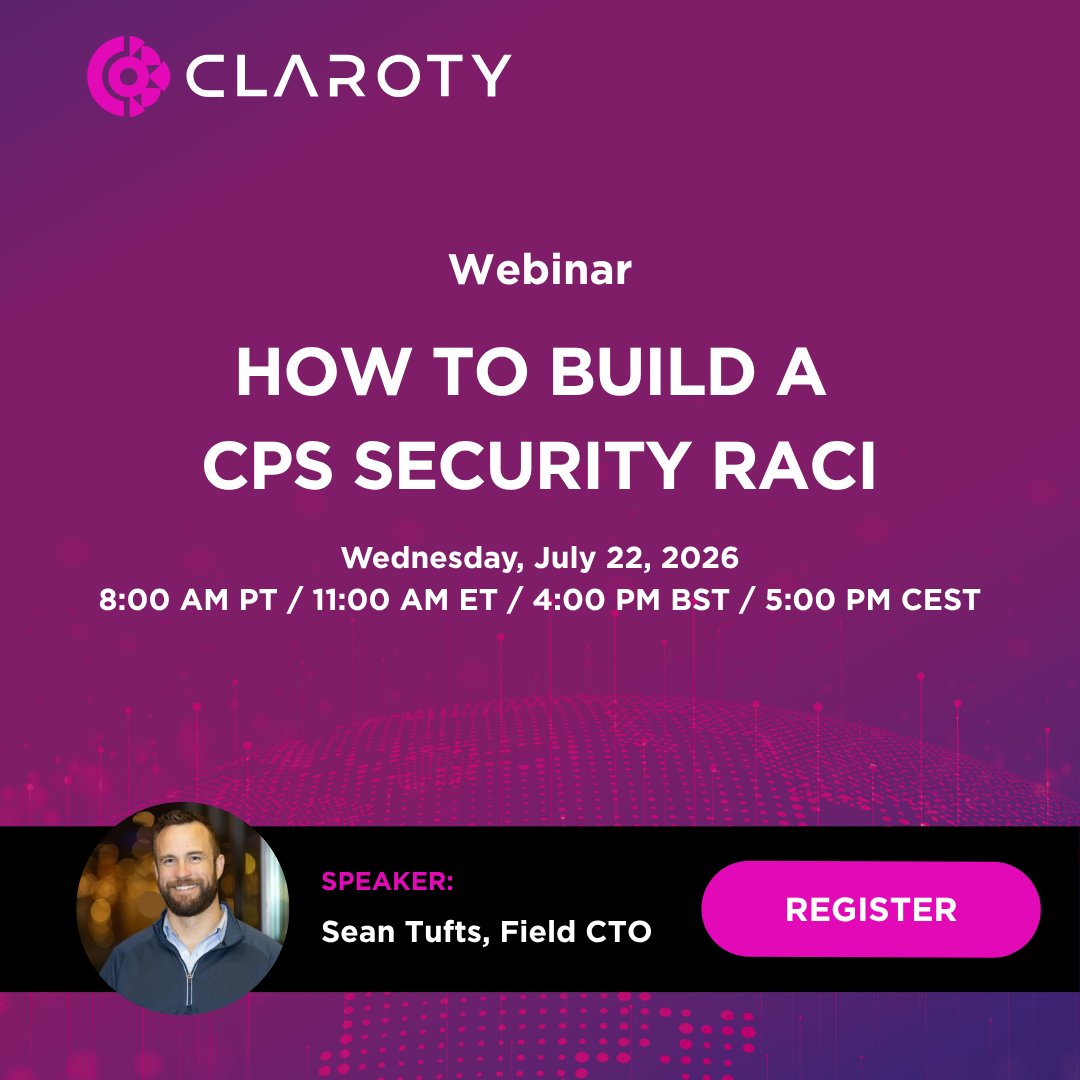 Claroty's tweet photo. ⏰ Last chance to join our webinar and learn how to build a CPS security RACI that aligns teams, improves workflows, and strengthens operational resilience.
🔗 Save your spot today: https://t.co/BOfhXdnQcM
#CPSecurity #OTSecurity #CyberResilience #CriticalInfrastructure https://t.co/n4YqmQzJMm