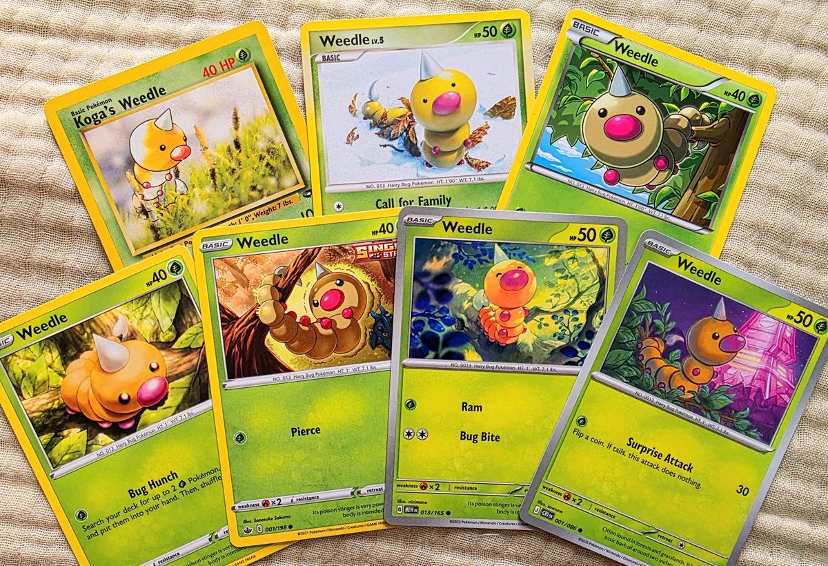 shiny weedle pokemon card - 013/165 - Pokemon 151 - Reverse Foil RarityCommon Hit Points50 HP Colorless Call for Family Search your deck for a Basic Pokmon and put it onto your Bench Weedle Card Prices & Value