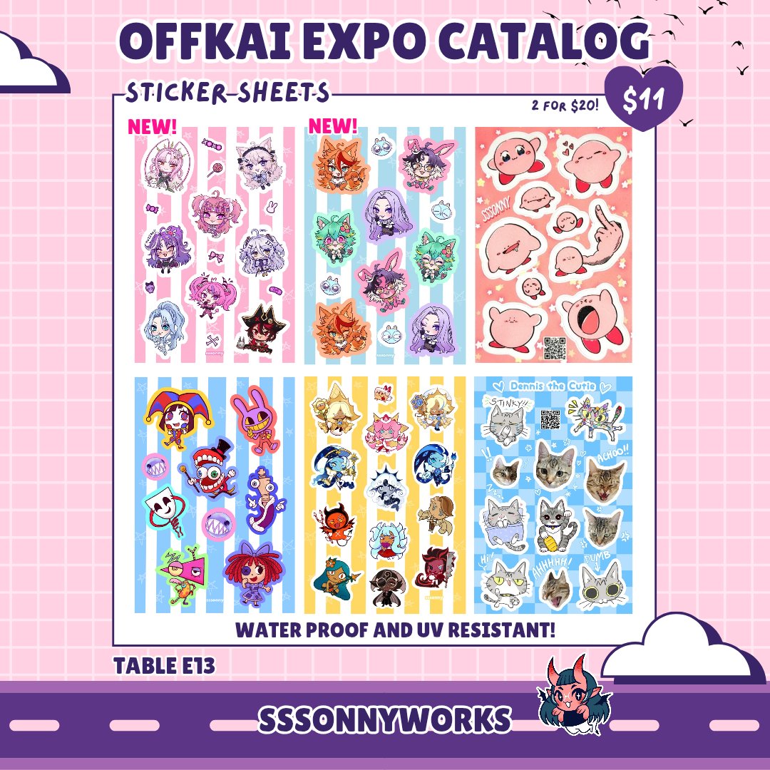 sssonnyworks's tweet photo. I knew i forgot something! I also have Sticker sheets!! 2 new ones!! 💖 https://t.co/TI7YtsNbpn