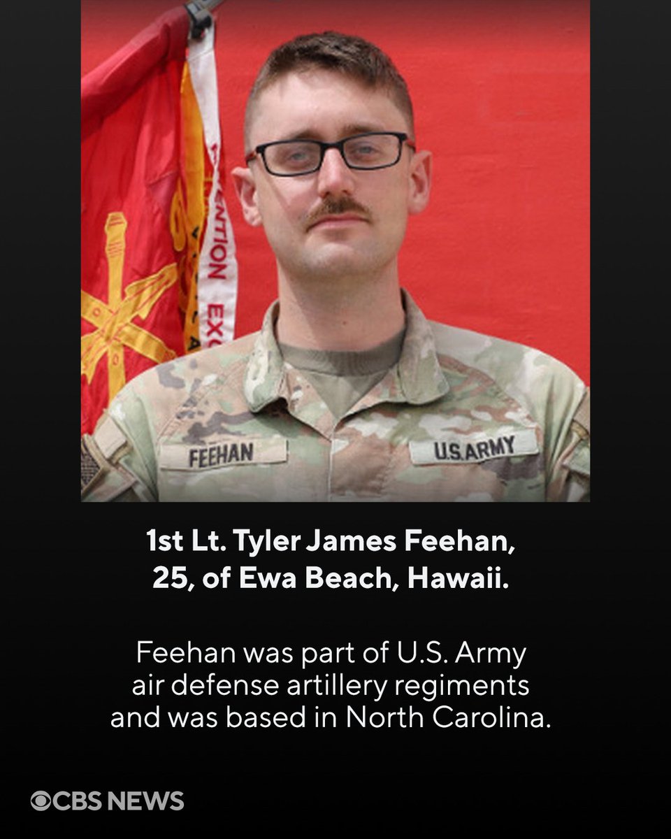 CBSNews's tweet photo. At least three U.S. service members were killed over the weekend in Iranian attacks. Two were killed in a strike on a U.S. base in Jordan, where one service member remains missing. In a separate incident, a U.S. service member died in Iraq during a "controlled detonation" involving a downed Iranian drone.