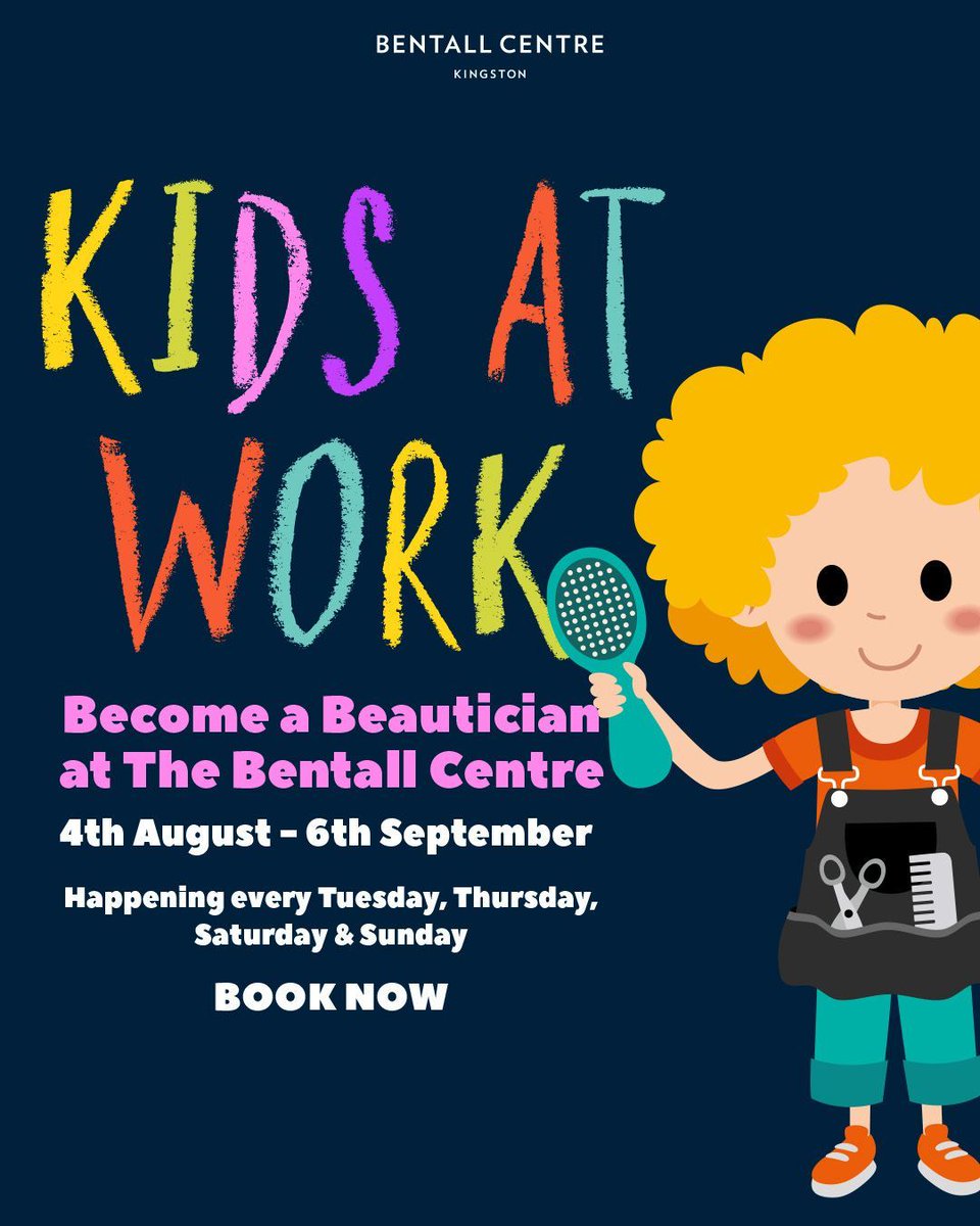 bentallcentre's tweet photo. 🚀 Future jobs start here!

Kids can become a 👮 Police Officer, 🍕 Pizza Chef, 🌸 Florist, 🧱 Builder or 💄 Beauty Expert at Kids at Work this summer at Bentall Shopping Centre!

📅 4 Aug–6 Sept 2026
🎟️ Book your place now! https://t.co/YbjAkp0PW1 https://t.co/F9zgTdL2U9