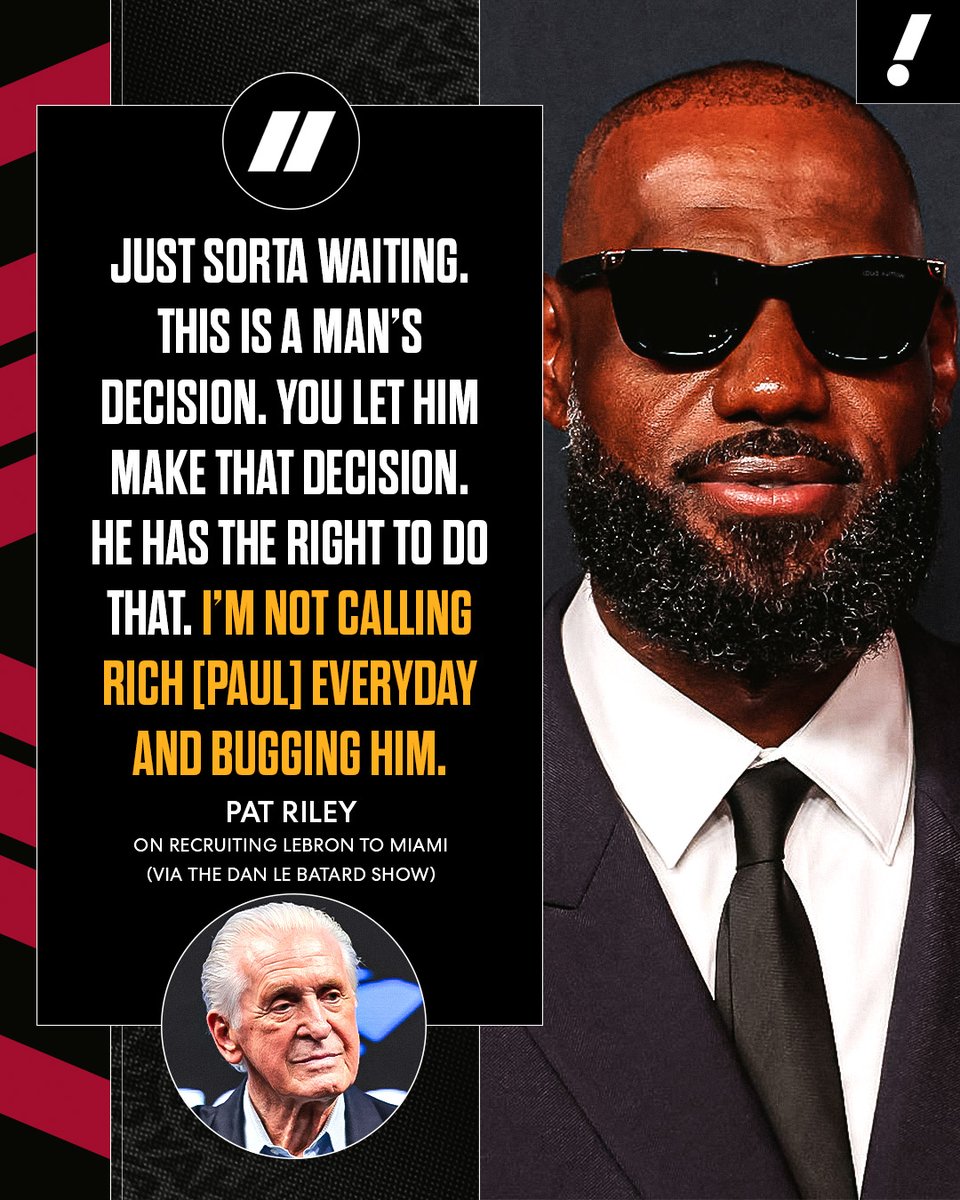 YahooSports's tweet photo. Pat Riley isn't chasing LeBron around this time 🤷 https://t.co/BQc0vHi4WS