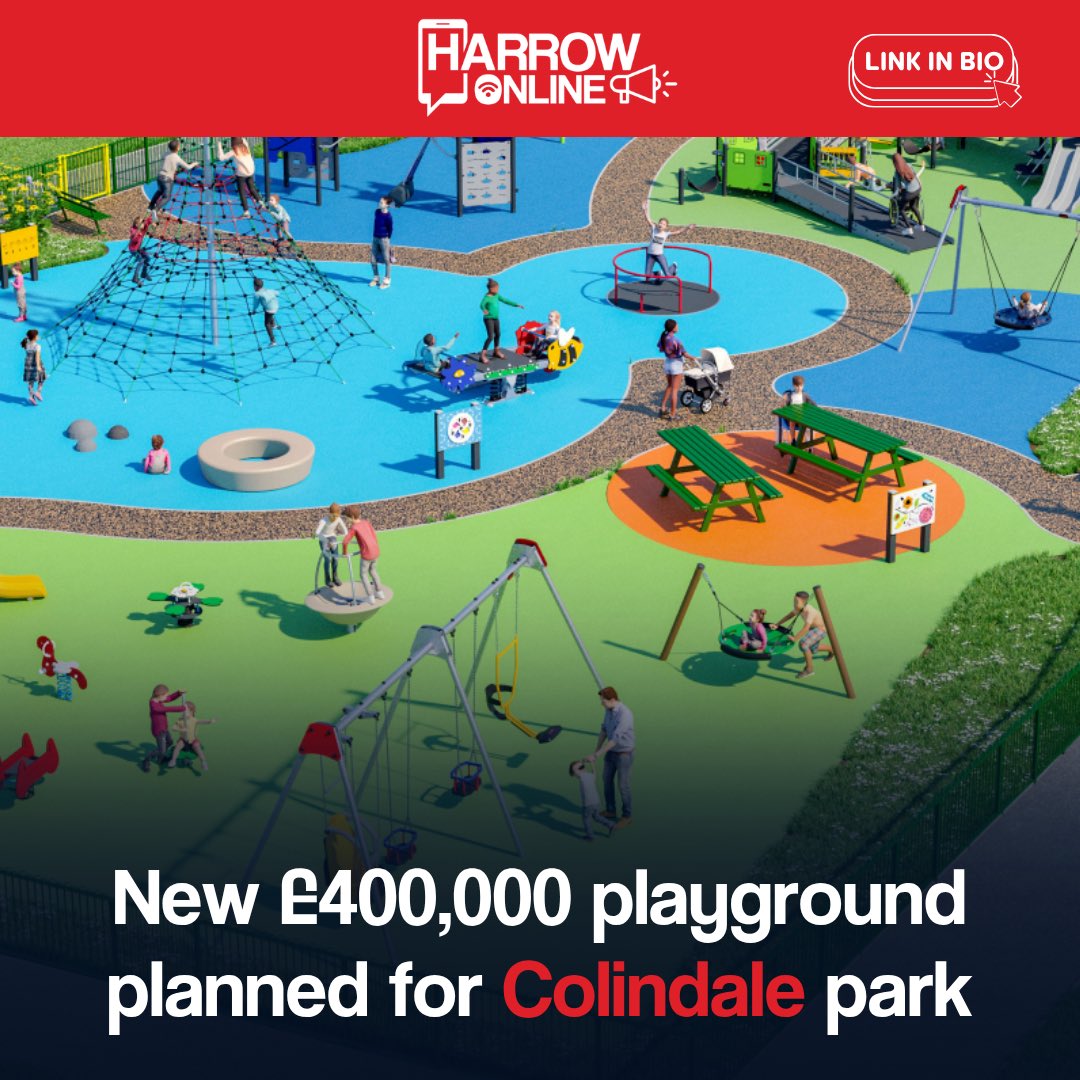 harrowonline's tweet photo. A new ยฃ400,000 playground could be coming to Heybourne Park in #Colindale, with plans including climbing equipment, slides, swings, roundabouts and new picnic areas. Link in bio. #Barnet #News #HarrowOnline https://t.co/0o0QQZuPTO