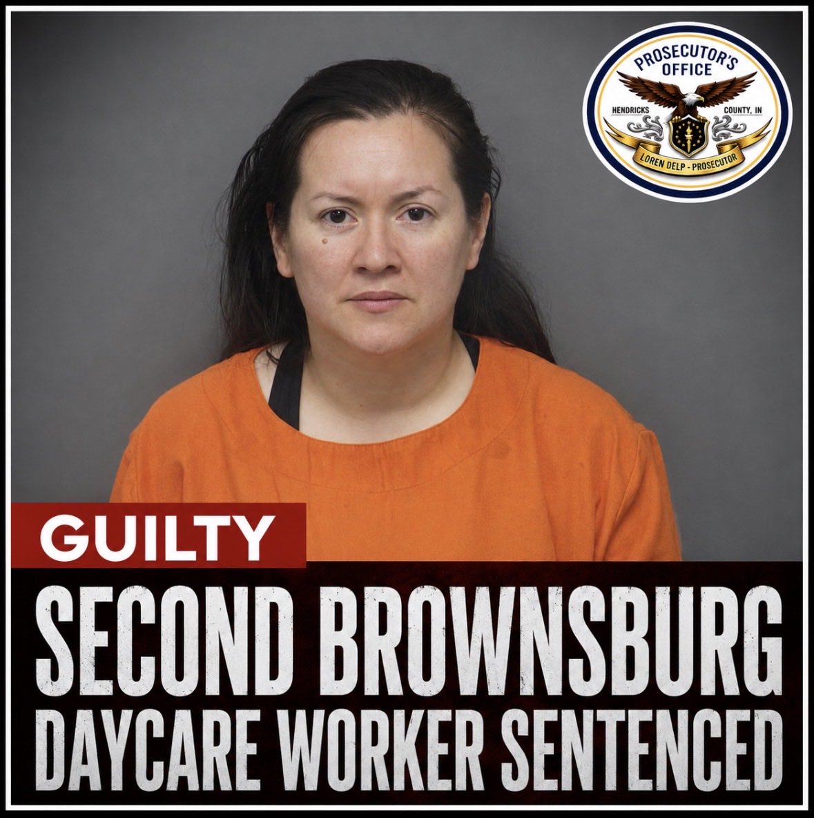 LorenDelp's tweet photo. Moments ago the second Brownsburg Daycare worker was sentenced. She pleaded open to the court on a L6 Neglect and B misdemeanor and was sentenced to 180 days Jail, 365 days home detention and 545 probation. https://t.co/pdce8lqE3E