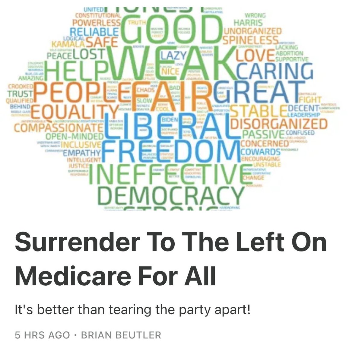 brianbeutler's tweet photo. I'm chiefly interested in defeating Republicans and holding criminals accountable. But if Democrats wanted to know how I'd go about waging factional war, I'd tell them their best bet would be to give the left a W on health care and open up Medicare to everybody. https://t.co/rgBgP5tSgD