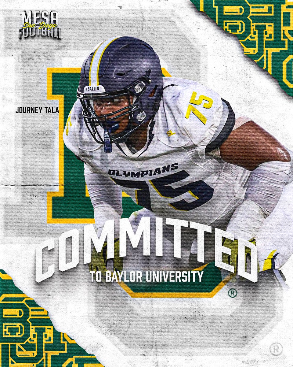 SDmesafootball's tweet photo. Congratulations to OL @TalaJourney on his COMMITMENT to @BUFootball 
#GettinPlayersOut #NextLevelOlympian  #BALLIN
@BallCoachGW @CoachChevSD @THEHIVEFB @EC_Preps_SD @sdfootball @JUCOFFrenzy @scfafootball https://t.co/2czFwiqCId