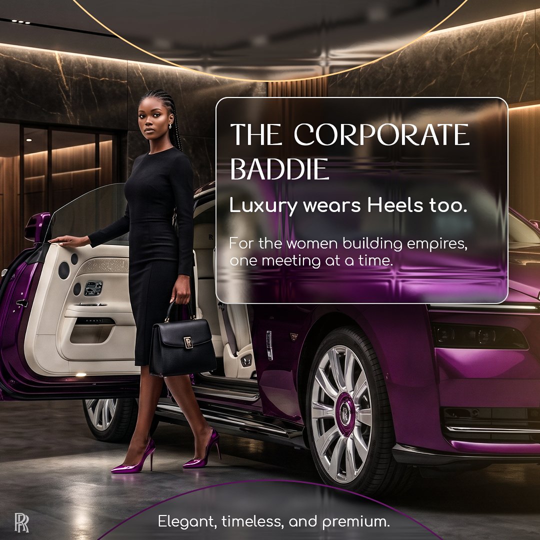 istephen_design's tweet photo. Designed a concept campaign called "The Corporate Baddie." 👠💜
Luxury isn't the story. She is.
What do you think?
#BrandDesign #CreativeDirection #GraphicDesign #DesignTwitter #WomenInBusiness #RollsRoyce
#trending https://t.co/DedXp97tp5