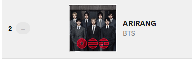 Bangtan7_Stream's tweet photo. #BTS_ARİRANG remains at No. 2 on the Spotify Weekly Global Album Chart for the week of 7/16/2026. https://t.co/ggIYnENRyQ