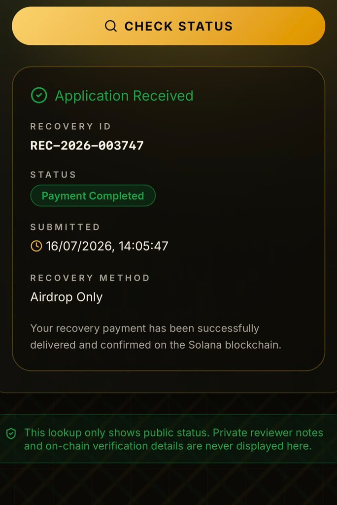 SunusiMinjibir's tweet photo. If you’re eligible for the compensation airdrop, please check your dashboard.

If your status shows “Complete”, it means your airdrop allocation has been successfully sent to your wallet.

Please check your wallet to confirm receipt.

Thank you for being part of the solana:2vvw3cSwibzGD6SgW9QzRaBdmjkYrvs218DUy6VWpump community.