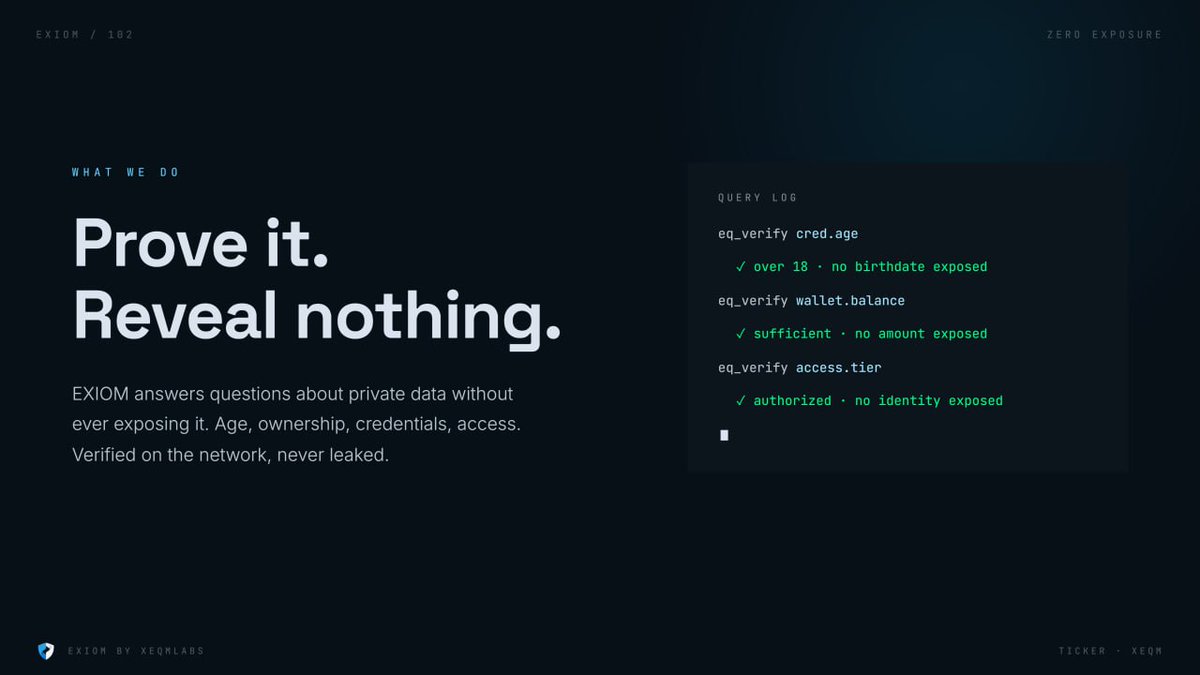 DarrylKnowsIt's tweet photo. monero:native was the resistance; EXIOM is the evolution.

By providing a verifiable, compliant layer for mainstream giants, EXIOM ensures privacy technology stays online and active in a global regulatory environment.

We. Are. Ready.

Ticker: xeqm-labs:native by @XEQMLabs https://t.co/bJiXG06WoN