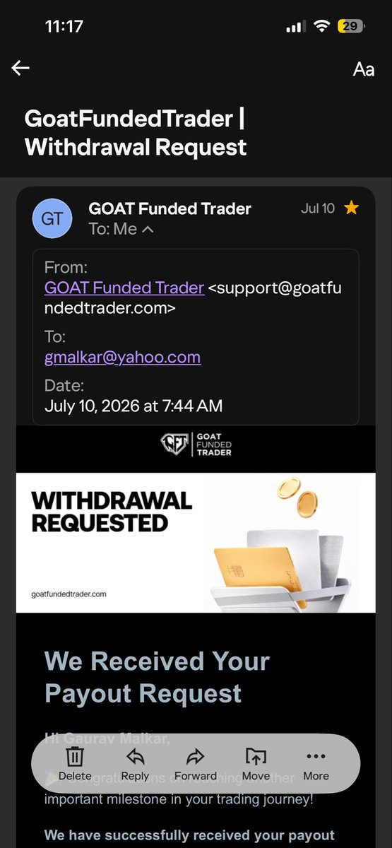 propfirmtrust's tweet photo. 🚨 $8K Payout Scam 😱 ?

One of my followers claims that @GoatFunded has refused to pay his ~$8,000 payout, alleging copy trading.

According to him, he has provided evidence showing he did not violate the firm's rules, yet his payout has still been denied.

If these allegations are true, this raises serious concerns about transparency and fairness. Prop firms should provide clear, verifiable evidence when rejecting payouts—not rely on unsupported accusations.

I hope Goat Funded Trader responds publicly and resolves this case fairly.

Has anyone else experienced something similar?

#GoatFundedTrader #PropFirm #Forex #FundedTrader #Trading #Payout #ForexTrader #TradingCommunity