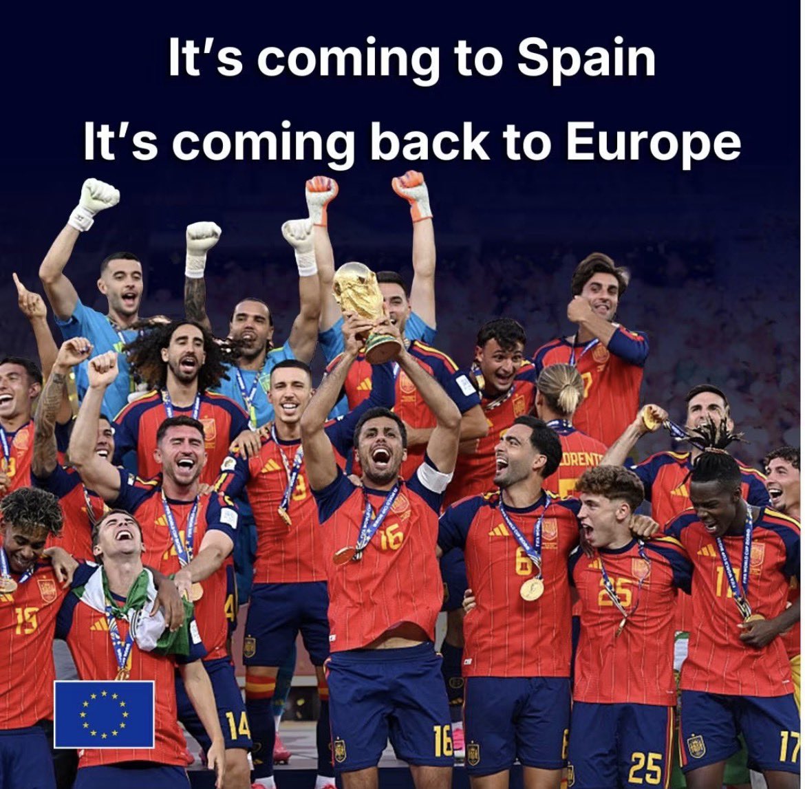 euinzim's tweet photo. 🏆 Enhorabuena 🇪🇸! Football is coming home to Europe! 🇪🇺⚽
The Delegation of the European Union to Zimbabwe congratulates Spain on lifting the FIFA World Cup 2026. A proud moment for Spain and for Europe!

¡Felicidades, España! 🇪🇸

A big shout-out too, to Austria, Belgium, Croatia, Czechia, France, Germany, the Netherlands, Portugal and Sweden for proudly representing Europe on football’s biggest stage.