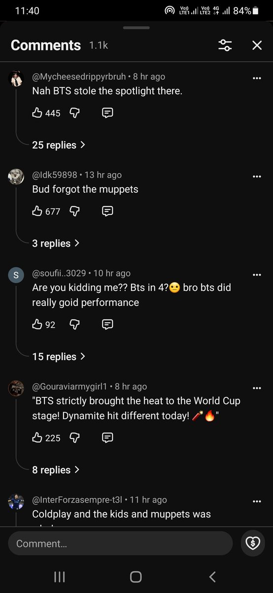seren_0613's tweet photo. the op ranked bts ar #4, and below speed, shakira and justin.

the comments cooked them😭😭😭 https://t.co/zxCcSICm5A