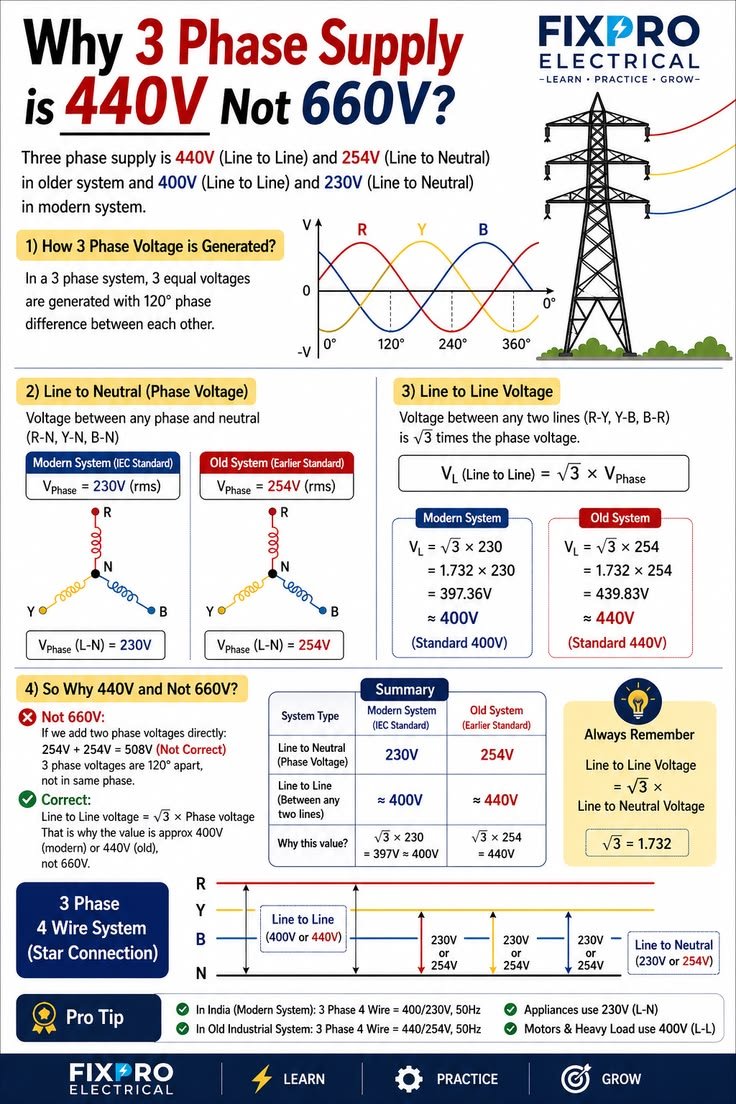 speakwize's tweet photo. Why 3 Phase Supply is 440V Not 660V? https://t.co/RkPZt9cV70