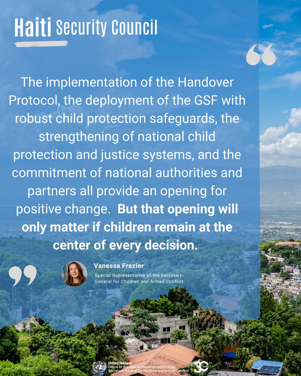 childreninwar's tweet photo. The situation of children in Haiti is among the most alarming anywhere in the world- USG for #children &amp; armed conflict @_VanessaFrazier at @UN Security Council briefing on the question regarding #Haiti.

In 2025, the UN verified 2,088 grave violations against children in Haiti. https://t.co/P6Uzbd2eSn