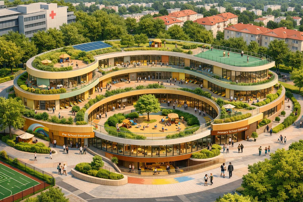 LysGov's tweet photo. This is our concept design for the Lys Schools Complex — a bright, modern campus built around opportunity, creativity, and the future of our young people.
This is the future we’re shaping together.
#Lys #Education #SchoolsComplex #FutureOfLys #NationBuilding #LysSchools https://t.co/1QjRphUnTR