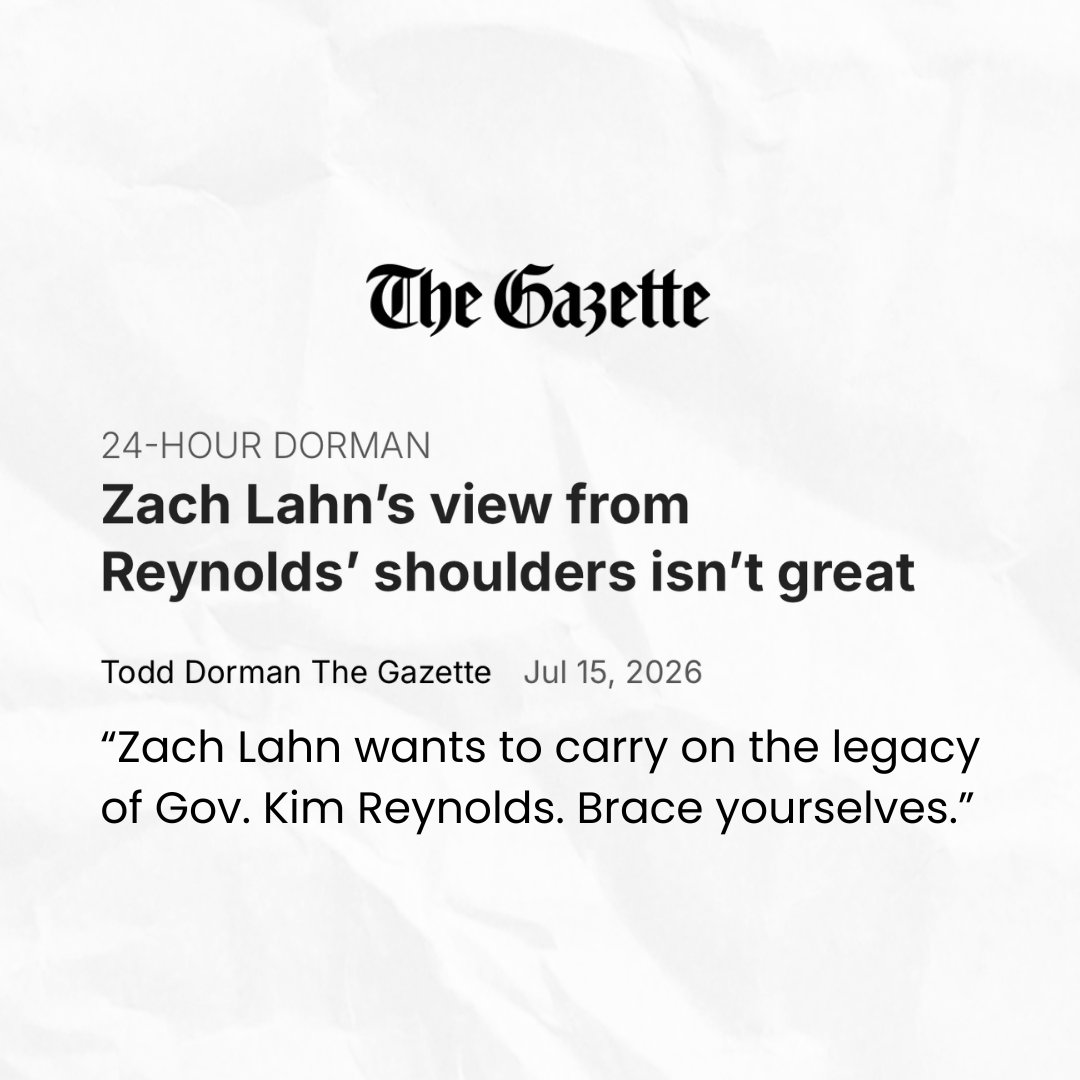 iowademocrats's tweet photo. The reviews are in after Zach Lahn promised to continue Kim Reynolds’ failed status quo … and they’re not looking good for him. 🍿 https://t.co/044E8JDW2X