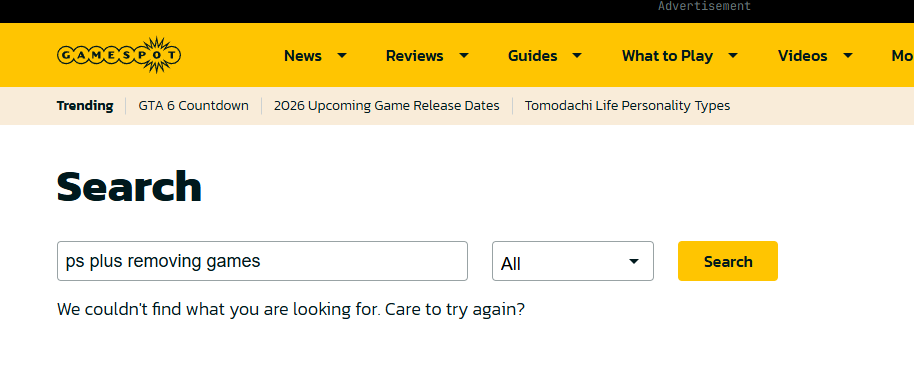 wllmlew's tweet photo. Hey @GameSpot 

Just fyi..
Twelve games will be removed from the PlayStation Plus Extra and Premium Game Catalog on July 21, 2026, giving subscribers until July 20 to play them

Full List of Games Leaving

Risk of Rain 2 (PS4, PS5)
Tropico 6 (PS4, PS5)
Clash: Artifacts of Chaos
Roki (PS4, PS5)
Source of Madness (PS4, PS5)
Cursed to Golf (PS4, PS5)
Hundred Days: Winemaking Simulator (PS4, PS5)
Onee Chanbara Origin (PS4)
Get Even (PS4)
Bomber Crew (PS4)
Space Crew: Legendary Edition (PS4)
Infinite Minigolf (PS4)

Where's your article on that. Oh wait......is there not one? i used your same headline just substituted and tried a few variations. 

Last post you made about games leaving PS+ was about a year ago.